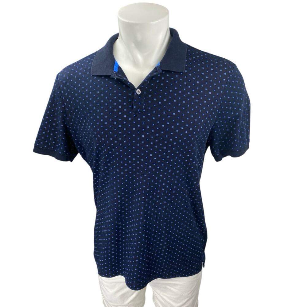 Banana Republic Men's Blue Standard Print Short Sleeve Polo Shirt Top Size L